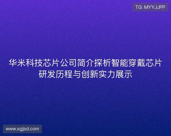 华米科技芯片公司简介探析智能穿戴芯片研发历程与创新实力展示